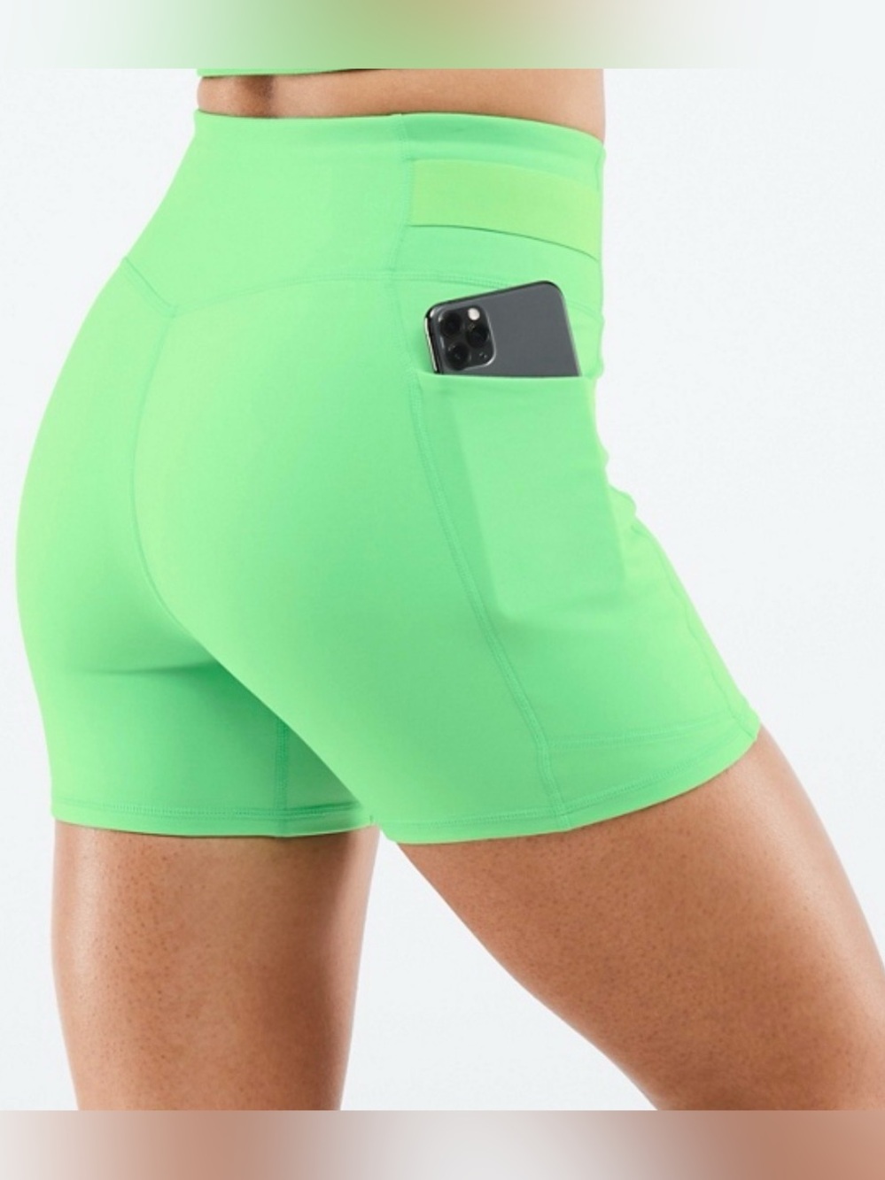 Fabletics Motion 365 Pocket Bright Green Athletic Shorts Size M